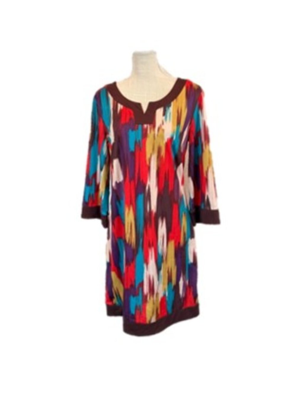 Colorful Abstract Print Tunic Dress - Multicolor